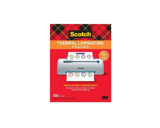 Scotch® Thermal Laminating Pouches, TP5854-100-C, 5-mil, 100 per pack