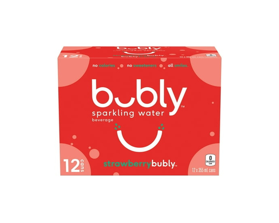 Bubly Strawberry Sparkling Water 12 x355 mL, Cans - 12x355mL