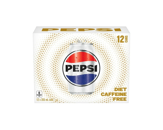 Pepsi Cola Diète Sans Caféine Canettes de 355 ml, Lot de 12 - 355 ml