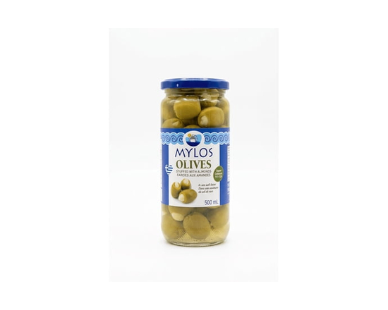 MYLOS GREEN OLIVES WITH ALMOND - 500 mL