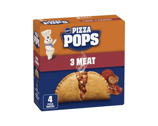 Pillsbury Pizza Pops, 3 Meat Flavour, Frozen Pizza Snacks, 380 G, 4 Ct, Contains: Wheat, Milk. - 380 g
