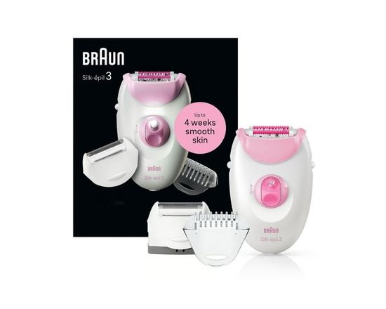 Braun Silk-épil 3-270, Epilator for Women for Long-Lasting Hair Removal, White/Pink