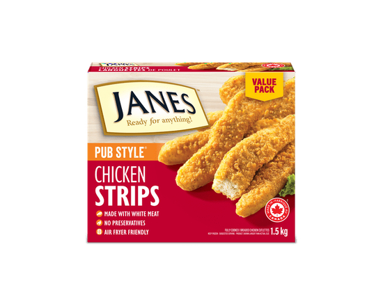Janes® Pub Style Chicken Strips Value pack, 1.5kg, Frozen Breaded Chicken Cutlets, Contains White Meat., 1.5 kg - 1.5 kg