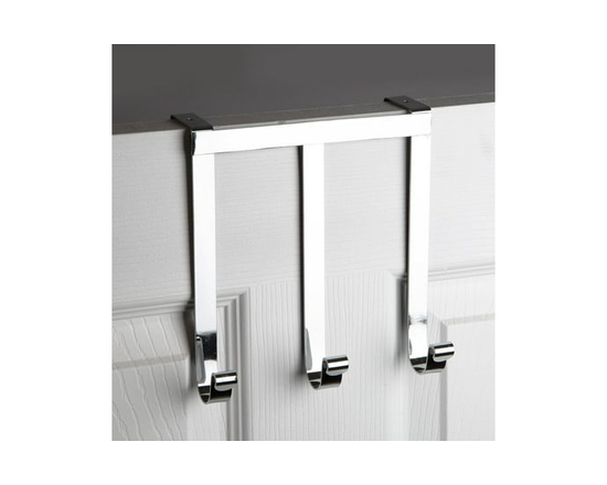 Era Niagara Over the Door 3 Hook Organizer, Back of Door Organizer, Chrome - 6.5" x 7"