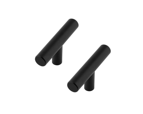 Era Rounded T Knobs Matte Black Metal Knobs w/Screws for Kitchen Drawer Cabinet Door 2-Pack - 2.36 x 1.26 in