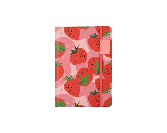 Pen+Gear Hard Cover Journal with Elastic Pen Holder and Ribbon Page Markers, Strawberry Design, 8.25in x 5.8in