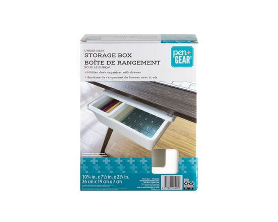 Pen+Gear, Under Storage Box, White Plastic for Home and Office Storage - M