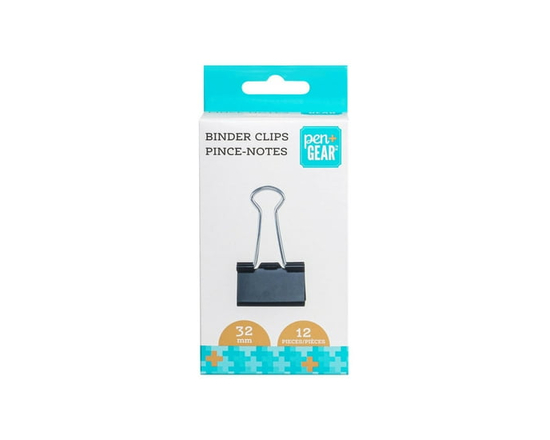 Pen+Gear Medium, 12 count 1.25 Inch/32mm Black Binder Paper Clips with Container,Big Paper Clamps for Office Supplies,