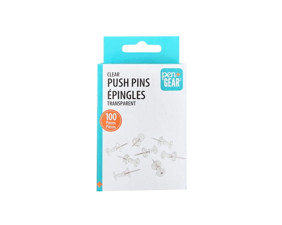 Pen+Gear Clear Push Pins 100 Count - 3/8 inches