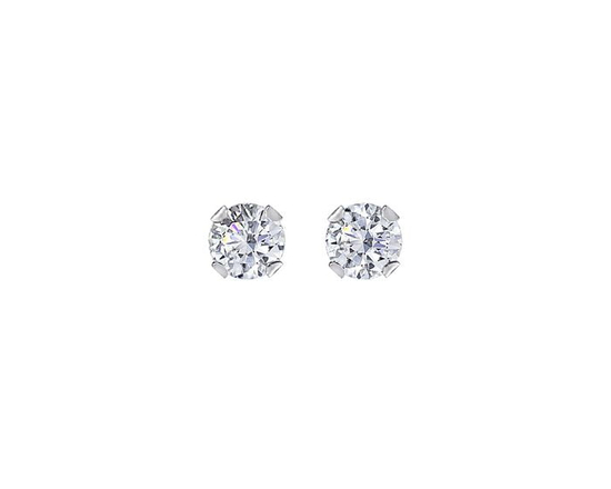 10K White Gold 5mm Cubic Zirconia Stud Earring