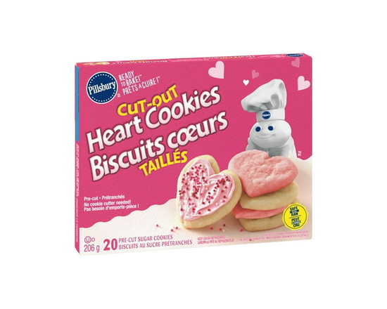 Pillsbury Prêts à cuire ! Biscuits coeurs au sucre taillés - 206 g