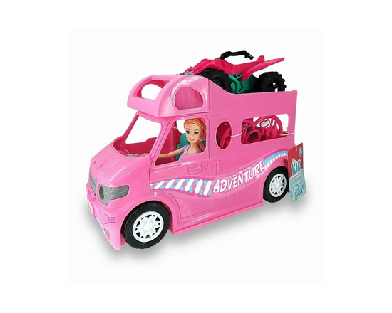 Kid Connection Ensemble De Jeu Autocaravane VR Avec Jeu De Poupée 11.5", 31 Pièces, Son Et Lumière