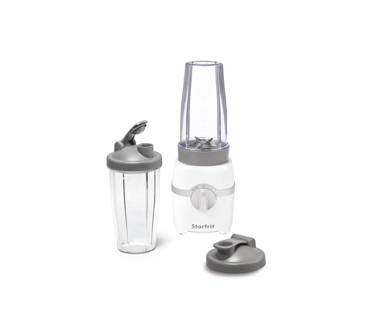 Starfrit Personal Blender 6PC Set, 300W, Stainless Steel Blade, 2 x 828 ml Cups, High Low and Pulse Modes, Perfect for Smoothies and Ice Crushing (Whi