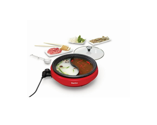 Starfrit The Rock Marmite Électrique Hot-Pot avec Diviseur, 3L, Antiadhésif Rock.Tec, Température Réglable, 1200W, Facile à Nettoyer