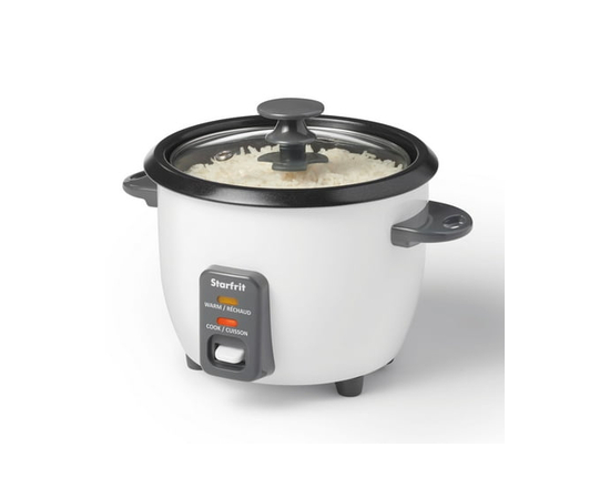 Starfrit Cuiseur à riz 6 tasses, Revêtement Céramique Antiadhésif sans PFAS, Fonctions Cuisson et Réchaud, Panier Vapeur, Couvercle inclus, 300W, Faci