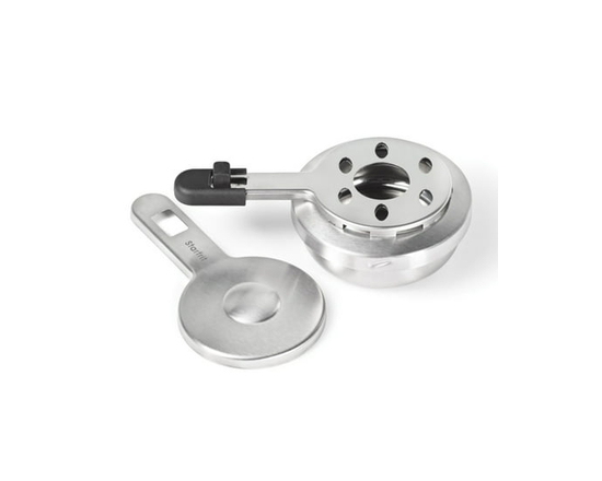 Starfrit Brûleur Ajustable et Sécuritaire Pour Fondue, Acier Inoxydable, Contrôle De Température, 4 Pièces Avec Couvercle, Couvercle Ajustable, Argent