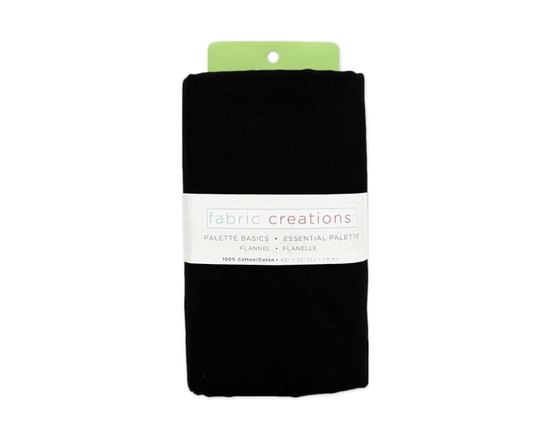 FABRIC CREATIONS 100% Cotton Flannel Pre-cut Fabric, Blue - 2 yards x 42" (Black)