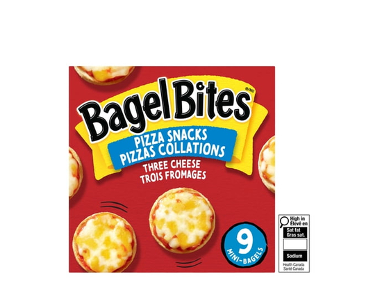 Bagel Bites Three Cheese Frozen Pizza Snacks, Box