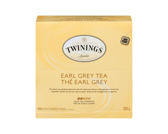 Twinings Thé Noir Earl Grey, Frais et Aromatique, Naturellement Caféiné, 100 Sachets de Thé - 100 Sachets de thé