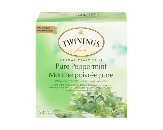 Twinings Pure Peppermint Herbal Tea Bags, Fresh & Invigorating, Naturally Caffeine Free, 50 Count - 50 Tea Bags