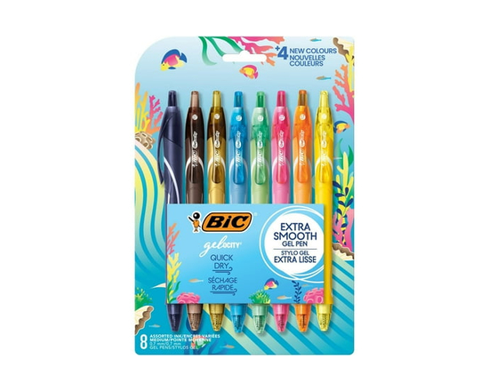 BIC Gel-ocity Quick Dry Special Edition Fashion Gel Pen, Medium Point (0.7mm), Assorted Colours, For a Smooth Writing Experience, 8-Count