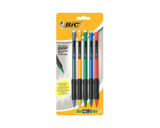 BIC Pencil Extra Comfort Mechanical Pencil, Medium Point (0.7mm), Assorted Colorful Barrels, 5-Count, Great for Everyday Writing