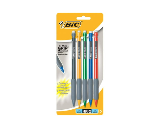 BIC Pencil Extra Comfort Mechanical Pencil, Medium Point (0.5mm), Assorted Colorful Barrels, 5-Count, Great for Everyday Writing
