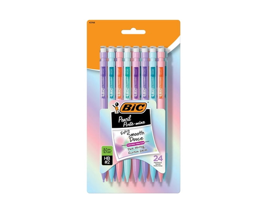 BIC Extra Smooth Pastel Mechanical Pencils with Erasers, Medium Point (0.7 mm), 24-count pack