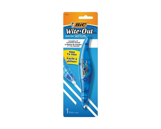 BIC Wite-Out Brand Exact Liner Correction Tape, 6 Metres, 1-Count Pack of White Correction Tape, Fast, Clean and Easy to Use Tear-Resistant Tape Offic