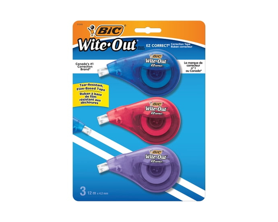 BIC Wite-Out EZ Correct Bande Correctrice, Blanc, Pas de Temps de Séchage, Bande Résistante aux Déchirures, 1-Paquet