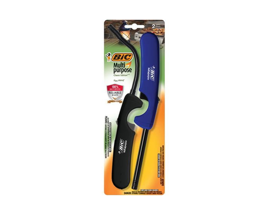 BIC Multi-purpose Lighter Assorted Pack, 1 Classic Lighter and 1 Flex Wand Lighter, Long Durable Metal Wand, Great For Candles, Grills and Fireplaces,
