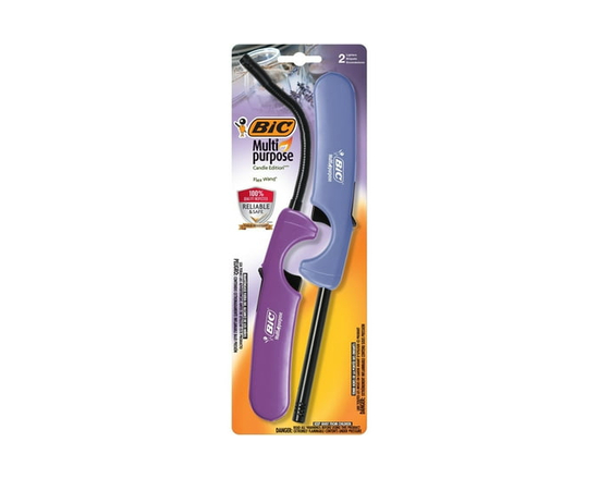 BIC Multi-purpose Lighter Assorted Pack, 1 Classic Lighter and 1 Flex Wand Lighter, Long Durable Metal Wand, Great For Candles, Grills and Fireplaces,