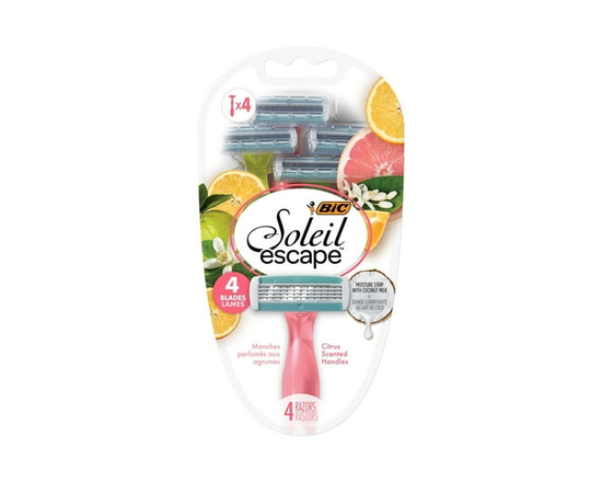 BIC Soleil Escape Women's Disposable Razors With 4 Blades for a Sensorial Experience and Comfortable Shave, Pack of Citrus Scented Handle Shaving Razo