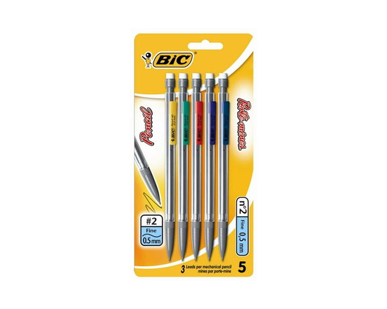 BIC Extra-Precision Mechanical Pencil, Metallic Barrel, Fine Point (0.5mm), 5 Count