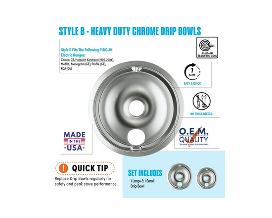 Range Kleen 139402XCD5 Style B Paquet de 2 bols d’égouttement en chrome résistant
