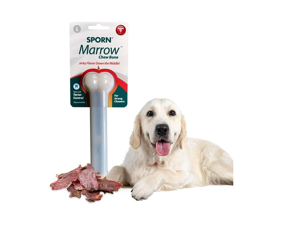 Sporn Durable Marrow Dog Chew Bones for Aggressive Chewers, Jerky Flavor Dog Chew Toys for Large Dogs, Made with Strong Nylon Dog Dental Chew Toy, Glu
