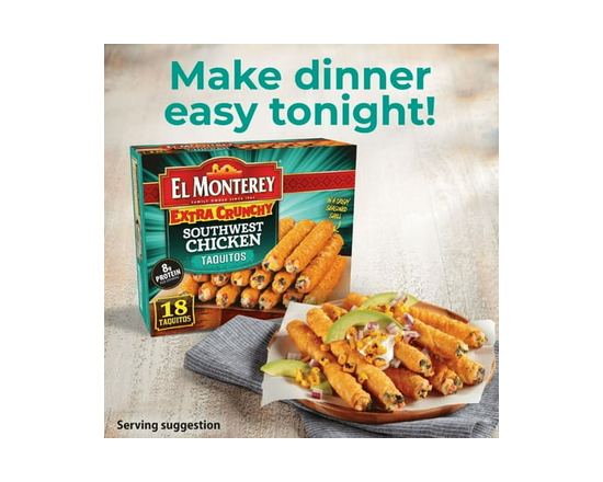El Monterey Frozen Extra Crunchy Southwest Chicken Taquitos - 0