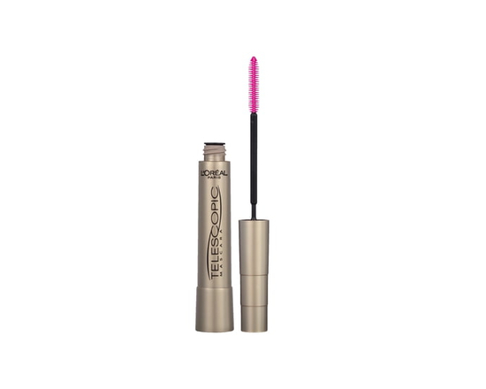 L'Oréal Paris Telescopic Mascara, Eyelash Lengthening Mascara, Unique Non-Clumping Formula, For Sensitive Eyes, Black, 8 ml - 8 MLT (Blackest Black)