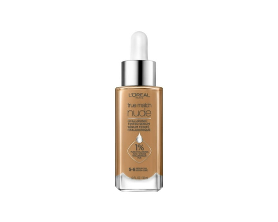 L’Oréal Paris True Match Nude Tinted Serum Foundation with 1% Hyaluronic Acid - 1 Fl Oz (Pack Of 1) (5-6 Medium-Tan)