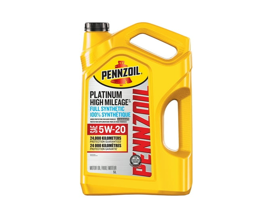 Pennzoil Platinum High Mileage Full Synthetic 5W-20 Gasoline Engine Oil, 5 Litre - 5
