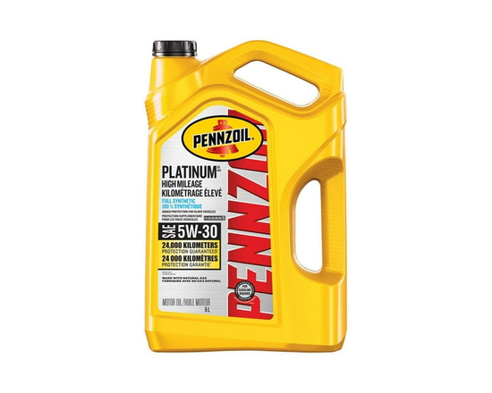 Huile moteur Pennzoil Platinum Kilométrage élevé 100 % synthétique 5W-30 (SP/GF-6A), 5 litres - 5