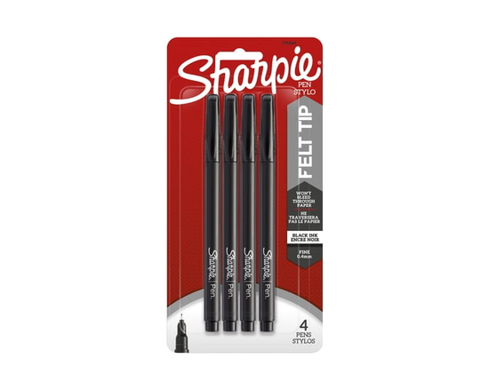 Stylos Sharpie, pointe feutre, pointe fine (0,4 mm), noir, 2 unités - comme Montré (Noir)