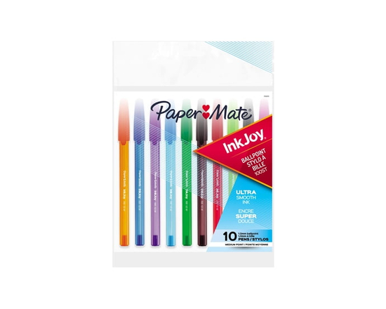 Paper Mate InkJoy 100ST Ballpoint Pens, Medium Point (1.0 mm), Blue Ink, 10 Count (Assorted)