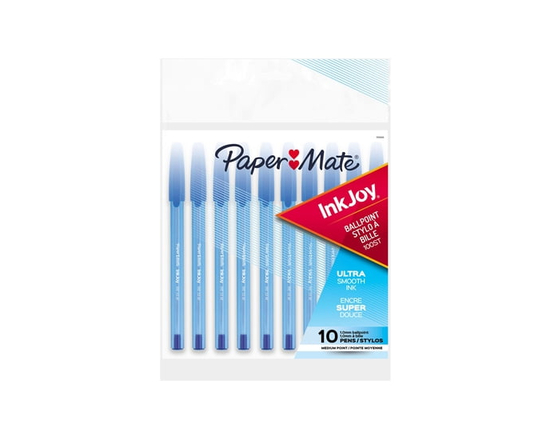 Paper Mate InkJoy 100ST Ballpoint Pens, Medium Point (1.0 mm), Blue Ink, 10 Count (Blue)
