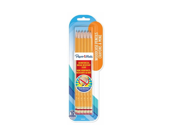 Paper Mate EverStrong #2 Pencils, Reinforced, Break-Resistant Lead When Writing, 10 Count