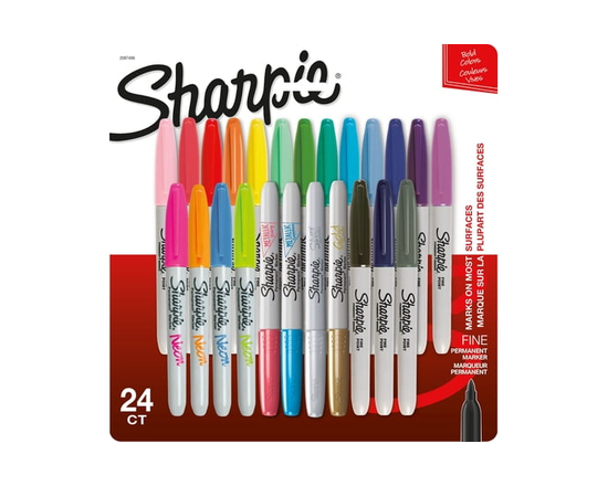 Sharpie Permanent Markers, Fine Point, Assorted Colours, 12 Count