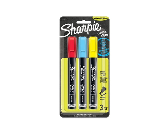 Sharpie Chalk Markers, Wet Erase Markers, Assorted Colours, 3 Count