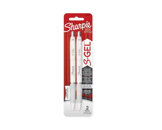Sharpie S-Gel, Gel Pens, Pearl White Fashion Barrel, Medium Point (0.7 mm), Black Ink, 2 Count