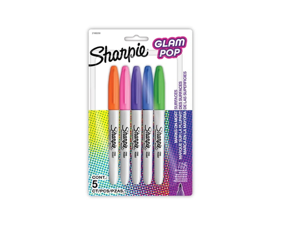 Marqueurs permanents Sharpie Glam Pop, pointe fine, couleurs assorties, 24 unités