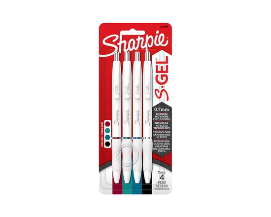 Stylos Sharpie S-Gel, stylos gel à barillet tendance, corps blanc perle, pointe moyenne (0,7 mm), assortiment de couleurs mises à jour et classiq